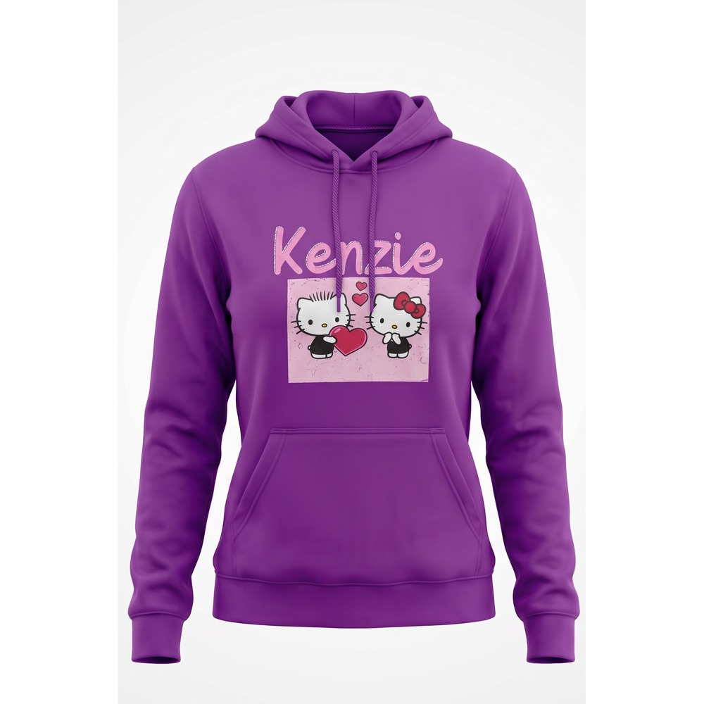Kenzie Hello Kitty Dear Daniel Purple Hoodie Sanrio Graphic Sweatshirt Womens